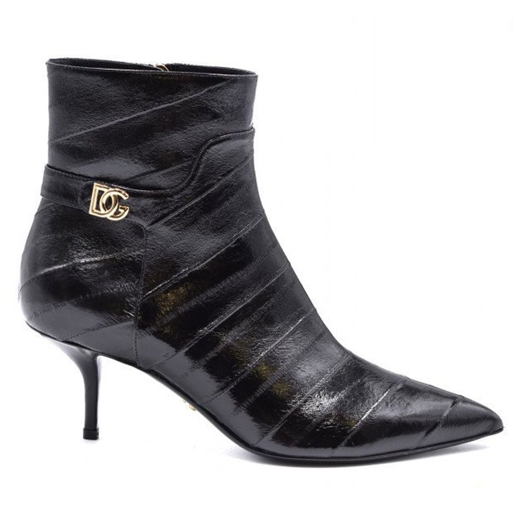Dolce & Gabbana Black Leather Di Anguilla Boot EU37.5/US7.5 Black