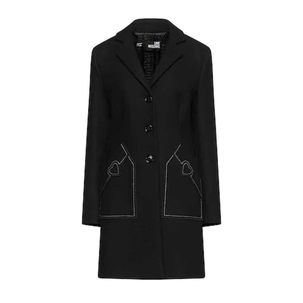 Love Moschino Black Wool Vergine Jackets & Coat IT46