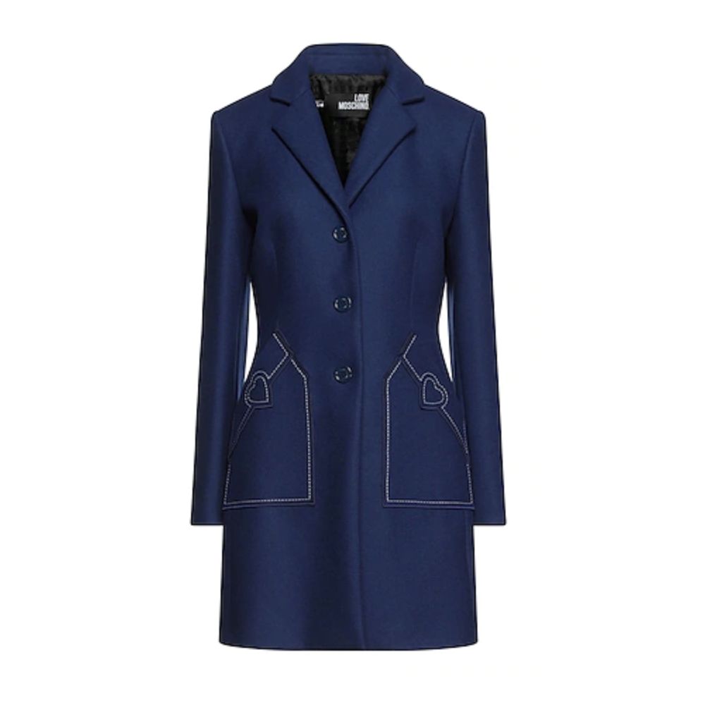 Love Moschino Blue Wool Vergine Jackets & Coat IT46